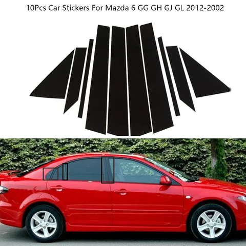 10 шт./набор, декоративные наклейки на окно автомобиля Mazda 6 GG GH GJ GL 2012-2002