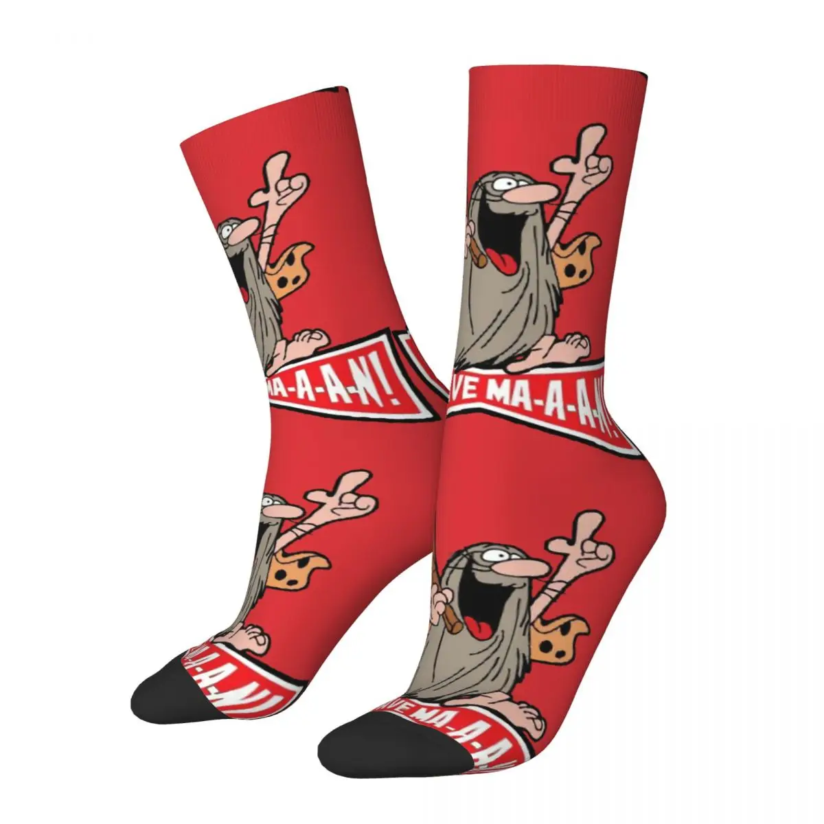 Funny Crazy Sock for Men Baton Hip Hop Vintage Captain Caveman and the Teen Angels Happy Quality Pattern Printed Boys Crew Sock