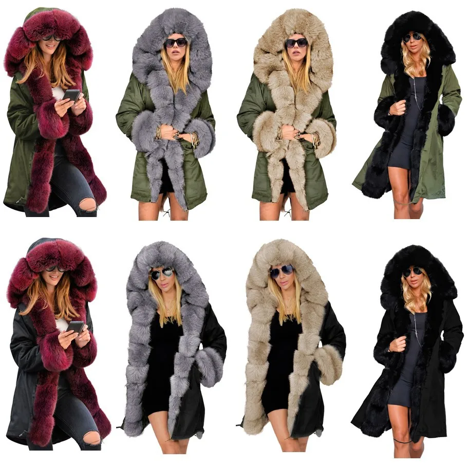 

Winter Korean New Slim Fit Warm Coat Wool Collar Hooded Jacket Women's Cotton Padded Clothes