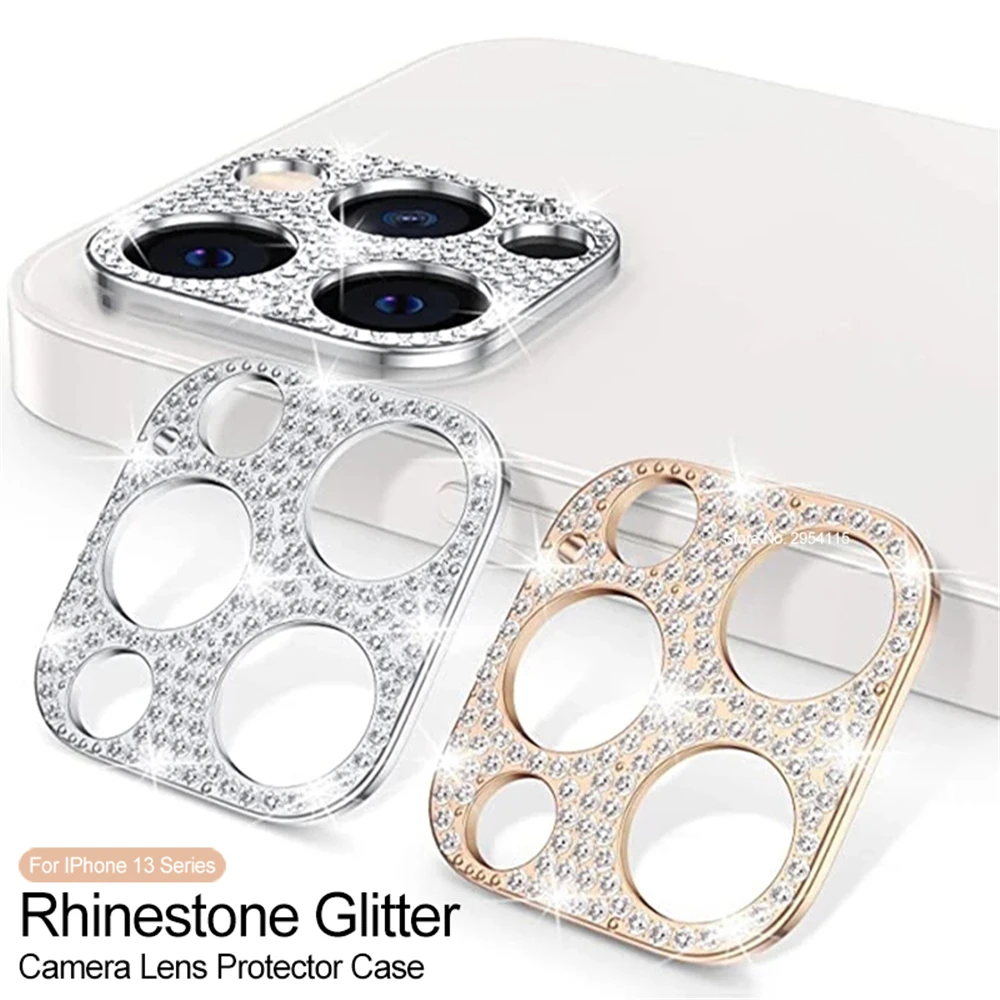 

Luxury Glitter Camera Lens Protector For iPhone 14 13 12 11 Pro Max 12 Mini 14 Plus Shiny Diamond Full Screen Protective Film