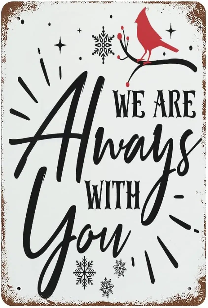 Red Brds ngels re Ner Florl Metl Sgns Mn Cve Sgn Мы lwys с You Vntge Tn Wnter Wll Hnger for Poster Home Kt