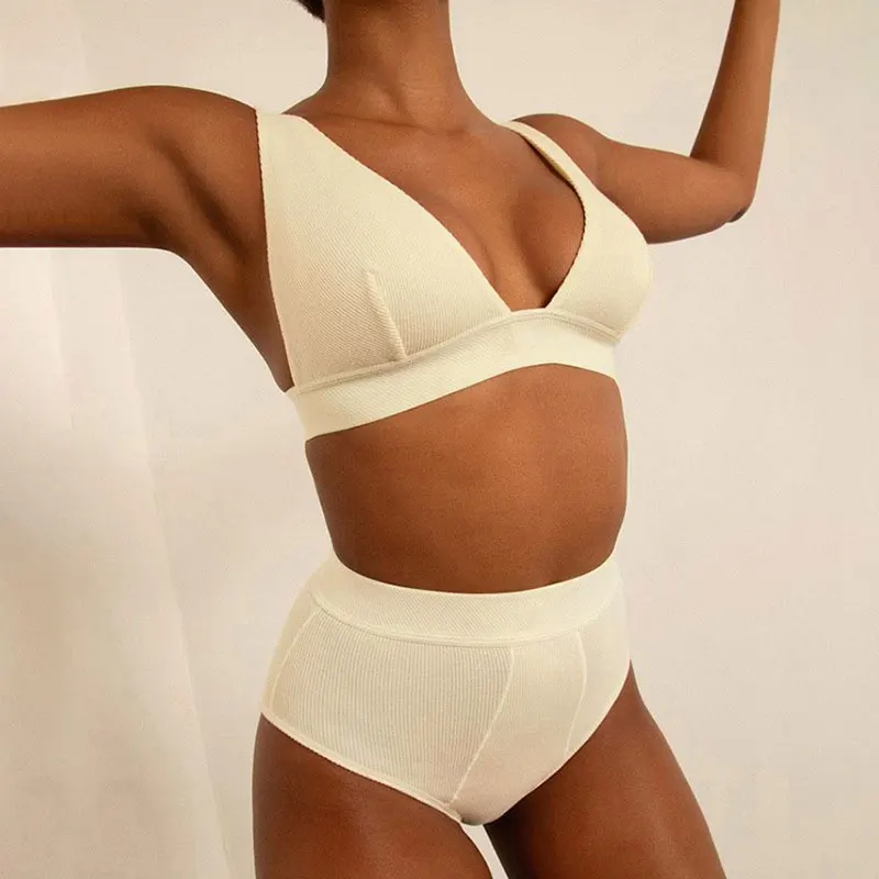 

2022 Casual Sporty Ribbed Women Matching Sets Sleeveless Workout Active Wear 2 Piece Outfits Fitness Crop Top And Briefs Set