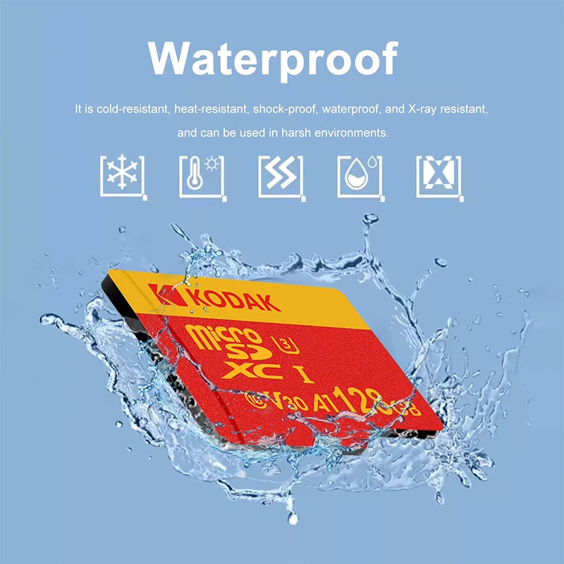 Фото Карта памяти KODAK Micro SD U3 V30 128 ГБ 256 ГБ 64 ГБ TF Card 4K, высокоскоростная, до 100 МБ/с, для телефона, камеры, дрона №3