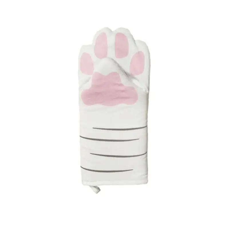 Нескользящие кухонные перчатки варежки с мультяшными кошачьими лапами для