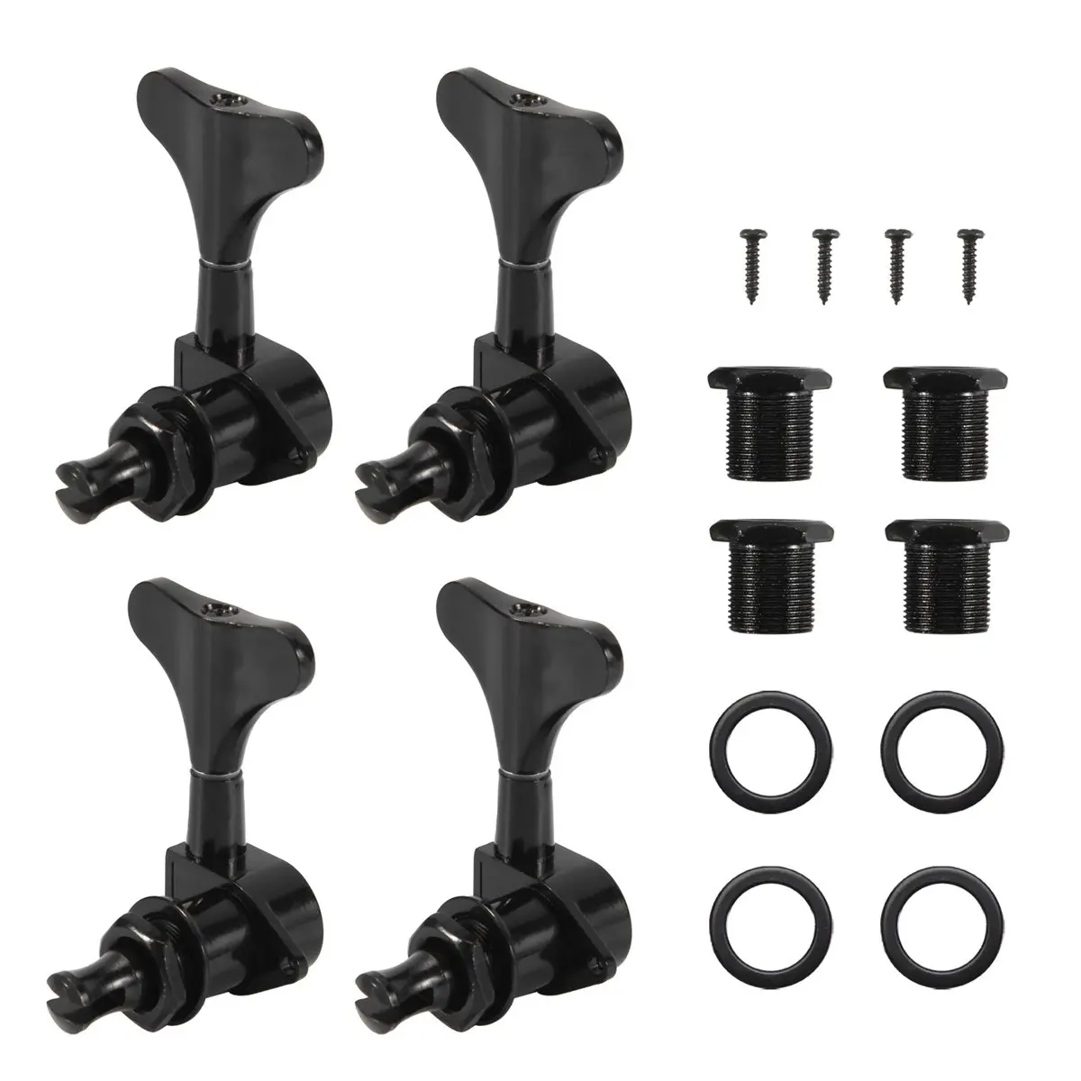 Фото Комплект из 4 (2R2L) герметичных колков для бас-гитар Blacksale, черные, для Precision Bass и Jazz Bass №1