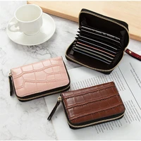 crocodile pattern card holder for women wallet unisex pu leather business credit card holder bank card case coin purse