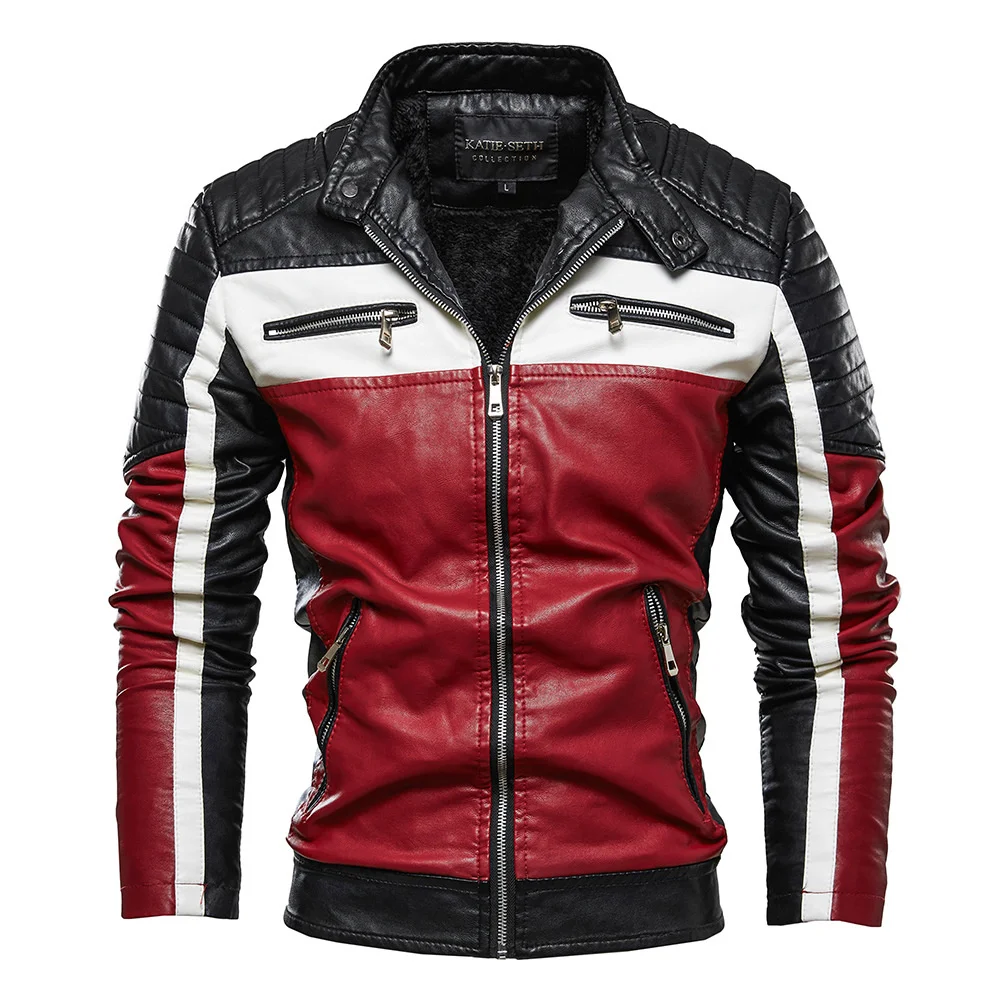 

New Men Casual Motorcycle Pilot Zipper Jackets Coat Male Autumn Fashion Stand Collar Faux Leather Jacket Coats Mens