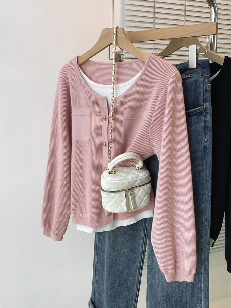 Вязаный свитер большого размера пуловер Женский Осенний Модный в Корейском