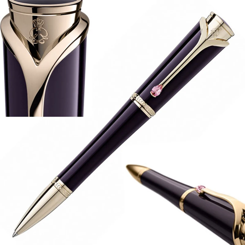 

Princesse Grace Kelly MB Ballpoint Pen Dark Purple Great Actress Rollerball Pens with Teardrop Shape Diamond Stone