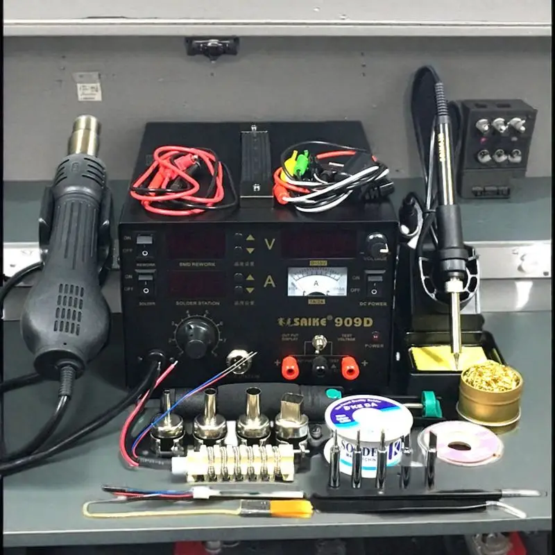 Паяльная станция SAIKE 909D 3 в 1 с термофеном