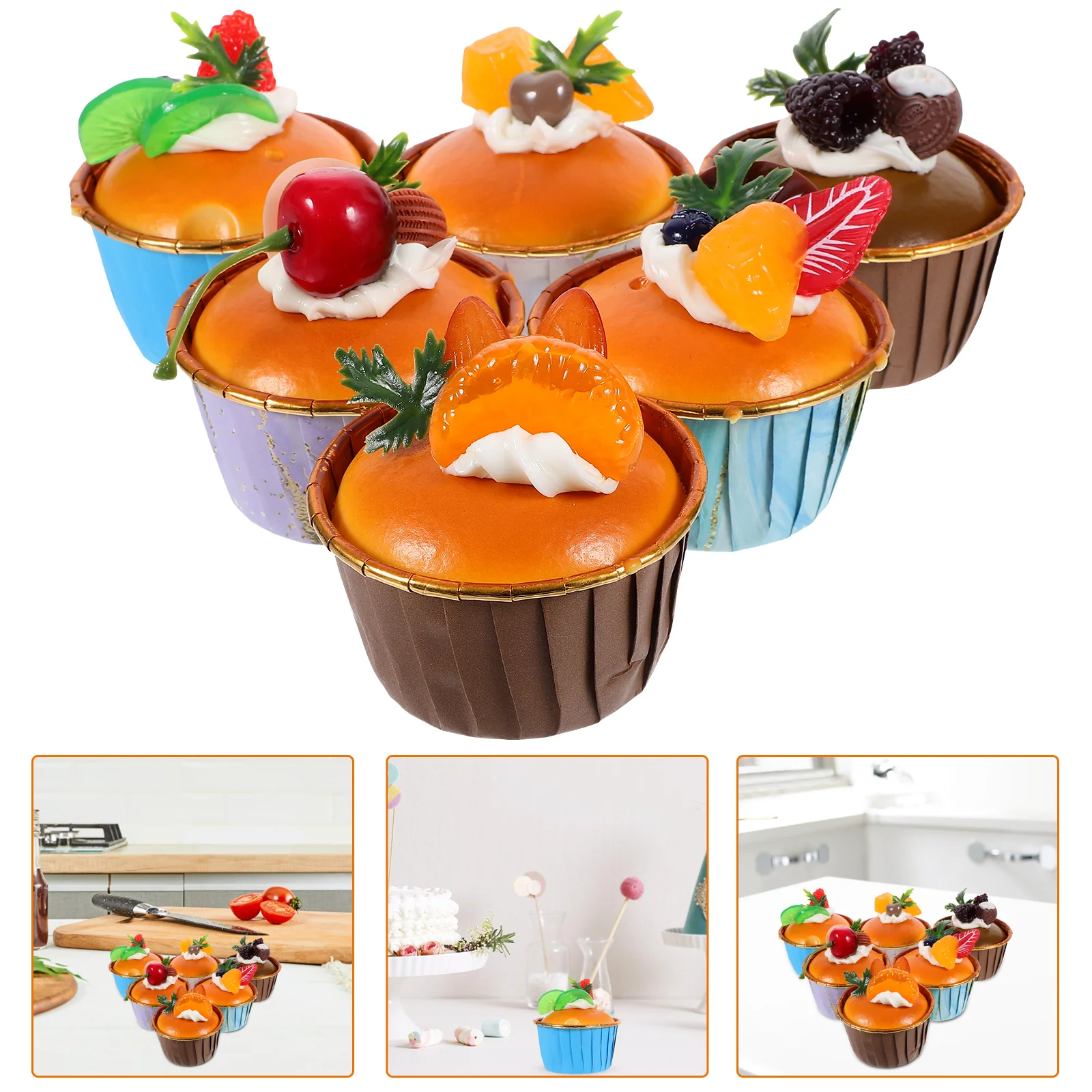 

Fake Cakes Tabletop Decor Reliable Artificial Cupcake Model Delicate Models Home Decors Lifelike Paper Cups