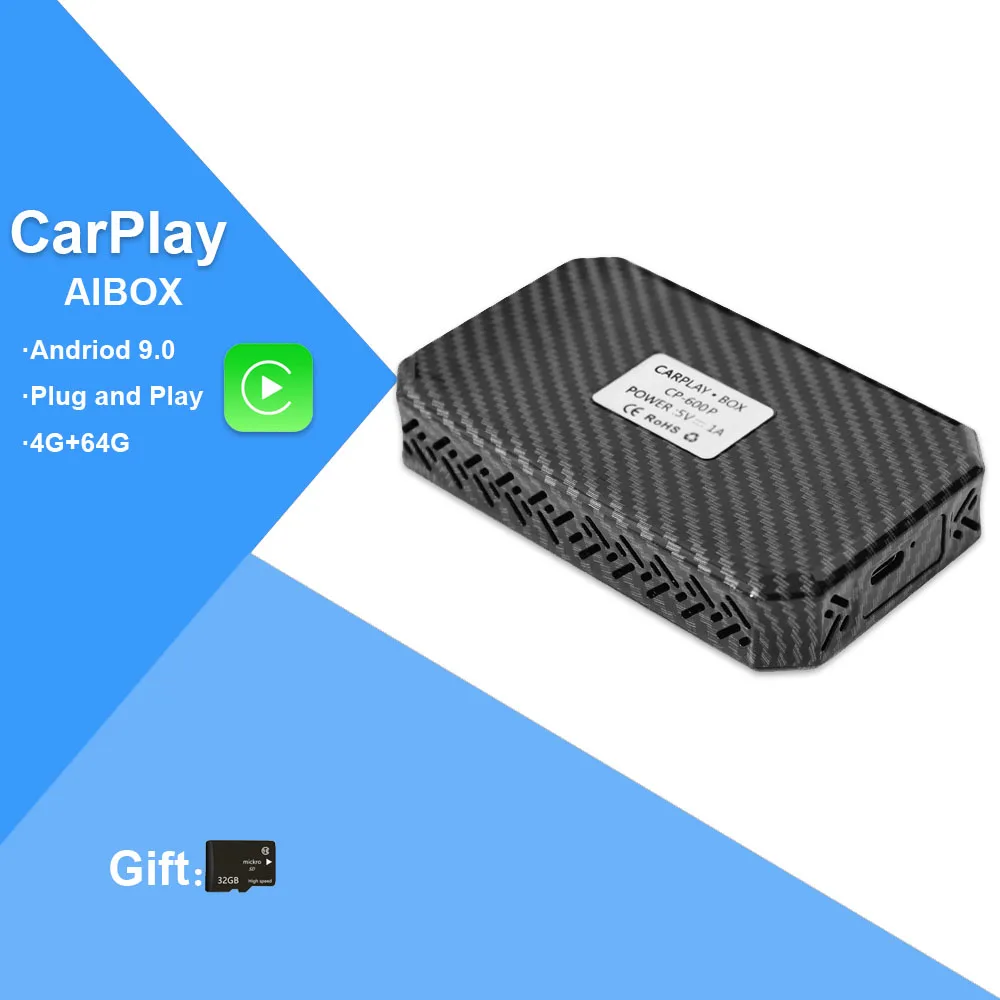 

Carplay AiBox Android 9.0 Box Car Vehicle Multimedia Player 4+64G Wireless Mirror link For Apple Carplay TV Box