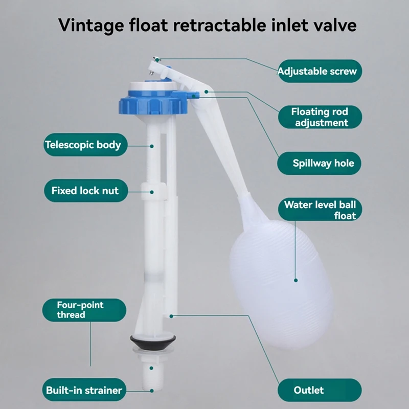 Adjustable Old Type Toilet Tank Balls With Inlet Valve G1/2 Float Ball For Control Water Level Accessories