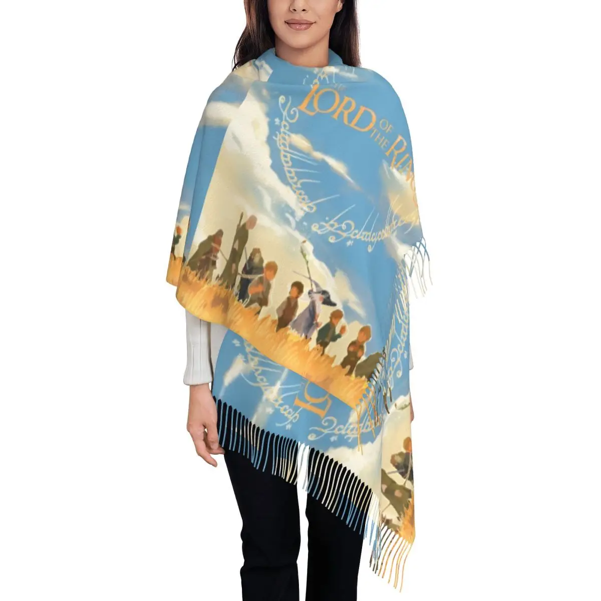 Теплый мягкий шарф осенний L-Lords Of The R-Rings шали Wrpas новый дизайн Bufanda Mujer мужские и