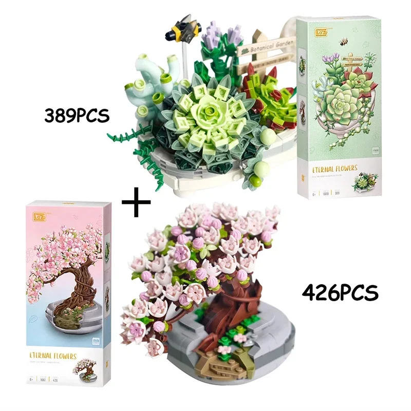 

LOZ Сакура суккуленты мини-кубики цветы бонсай цветок Вишневое дерево строительный блок букет растений DIY MOC креативные подарки для взрослых