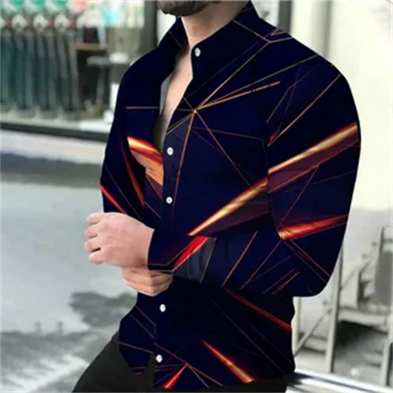 

Fashionable Men's Shirt Suit Lapel Long Sleeve Button Rhombus Color Casual Outdoor Street Soft Comfortable Men's Tops 2023 New
