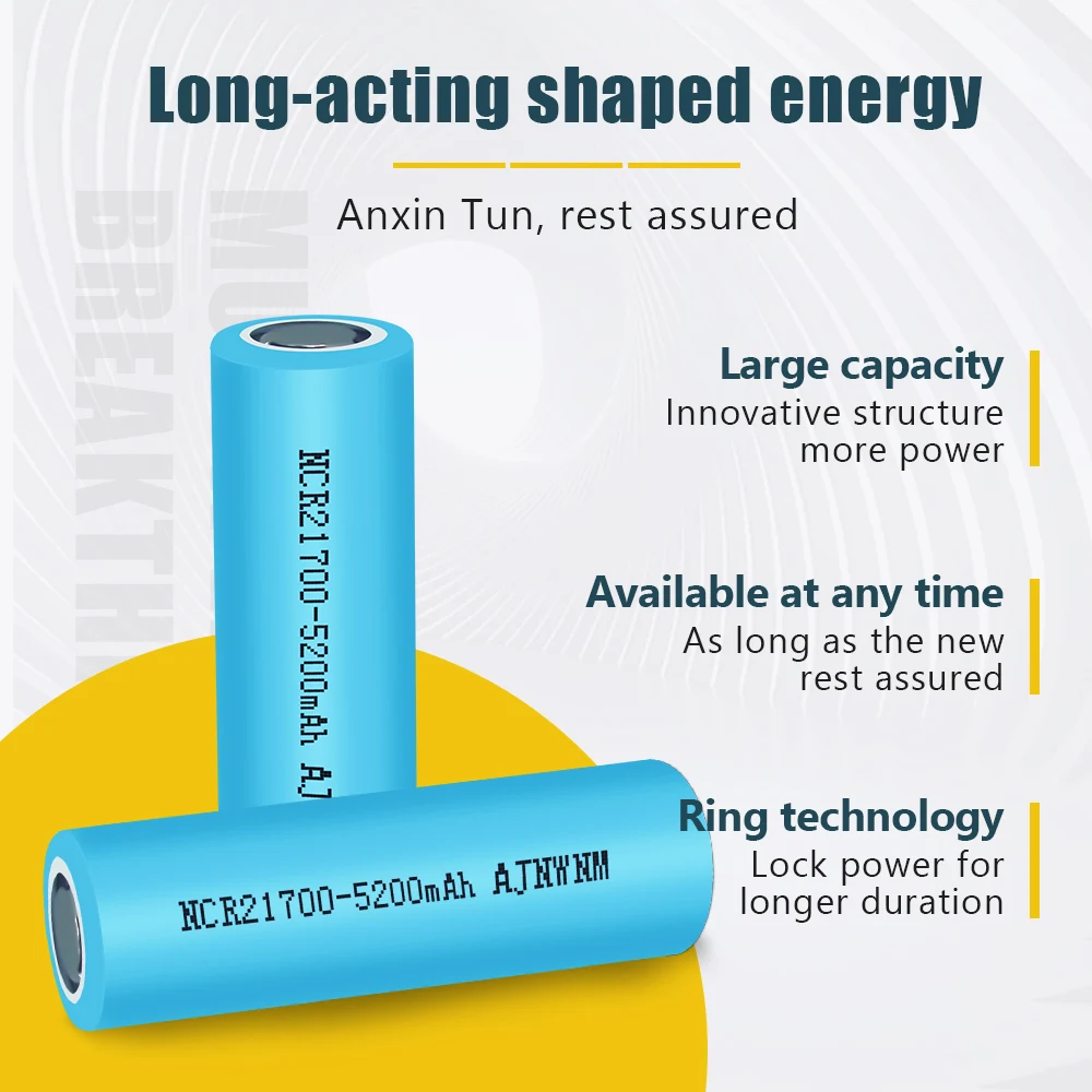 AJNWNM 3 7 V 4800 5200mAh 21700 батарея 30A Мощность 5C коэффициент разряда тройные литиевые