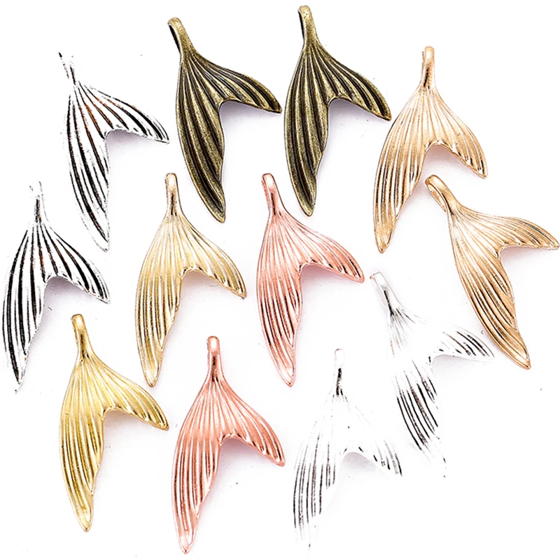 

15pcs 6 colors 29X15mm Tail Fish Charms Alloy Metal Mermaid Pendant For DIY Handmade Jewelry Accessories Making