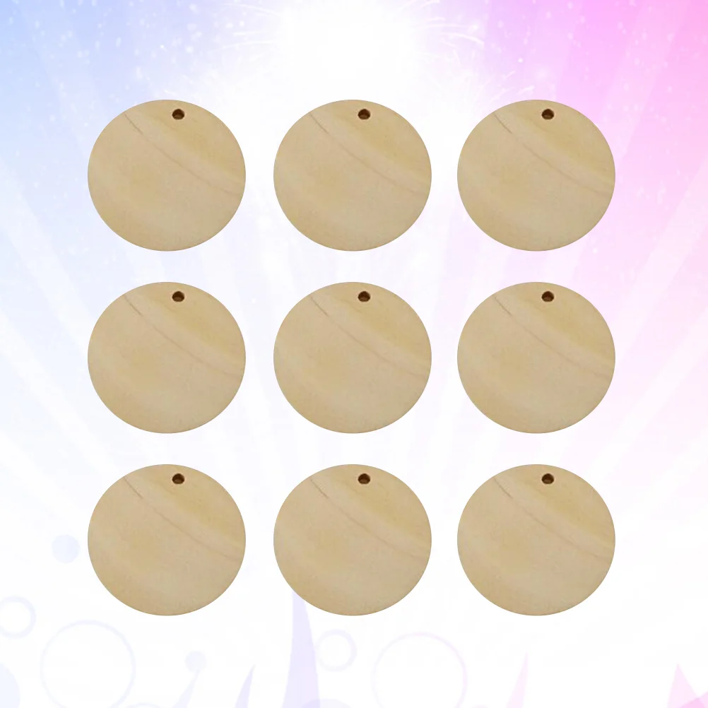 

50 Pcs Yule Gifts Wooden Circles Holes Wooden Circle Tags Round Wooden Discs Wooden Earring Blanks Wood Earring Charms Pendant