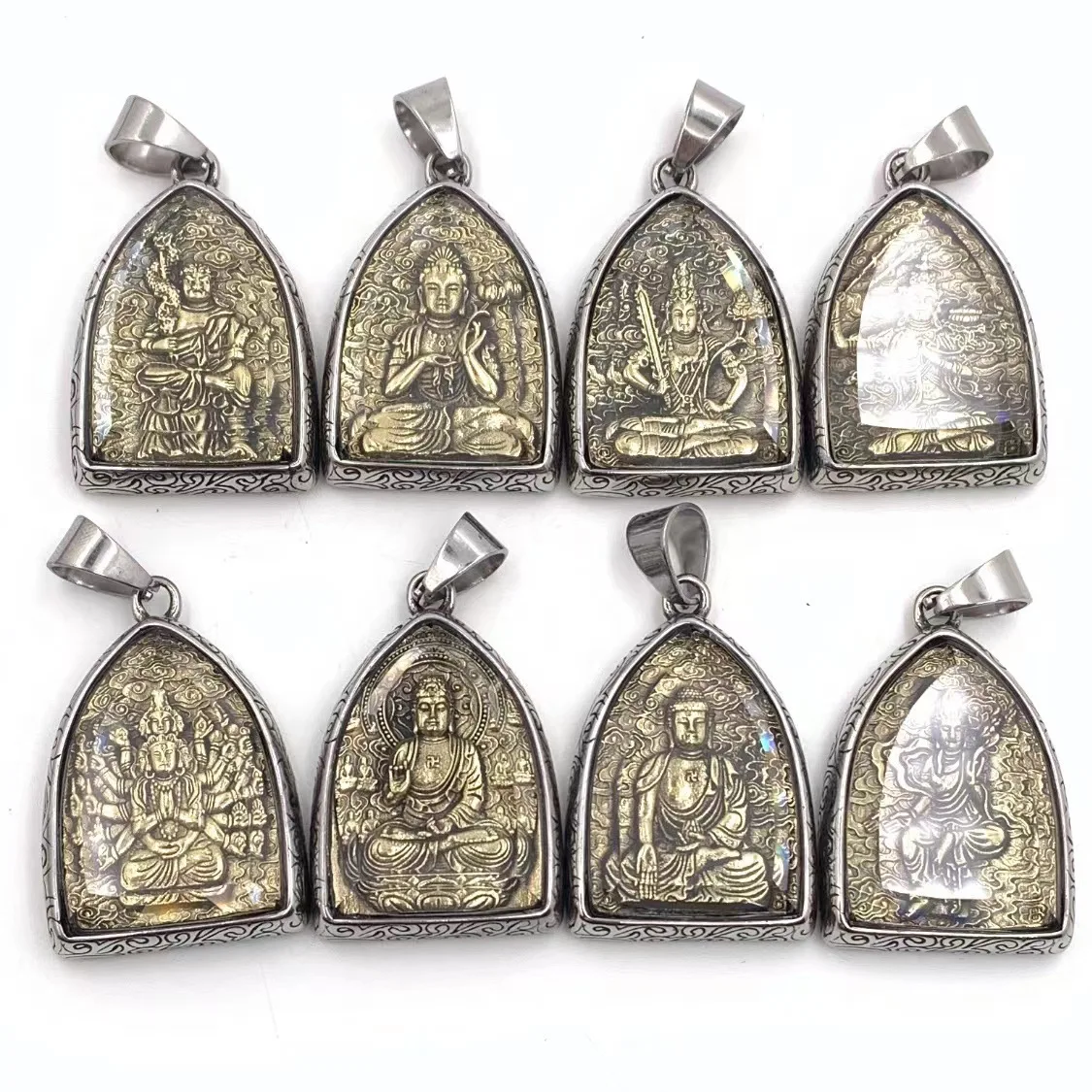 

Retro Zodiac Eight Patron Saints Buddhist Tathagata Amulet Necklace Guanyin Pendant Amulet Auspicious Blessing Good Luck Card