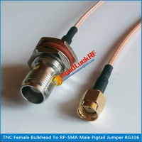 tnc female o ring waterproof bulkhead mount nut to rp sma rpsma male plug rf connector rg316 50ohm pigtail jumper cable low loss