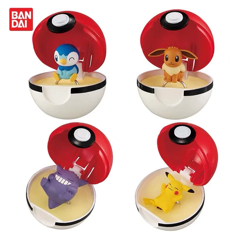

Original Bandai Pokemon Figures Poke Ball Capsule Toys Pikachu Gengar Anime Figurine Ring Bangle Cute Kawaii Gashapon Model Gift