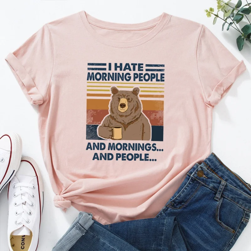 

Женская хлопковая футболка с коротким рукавом, свободного покроя