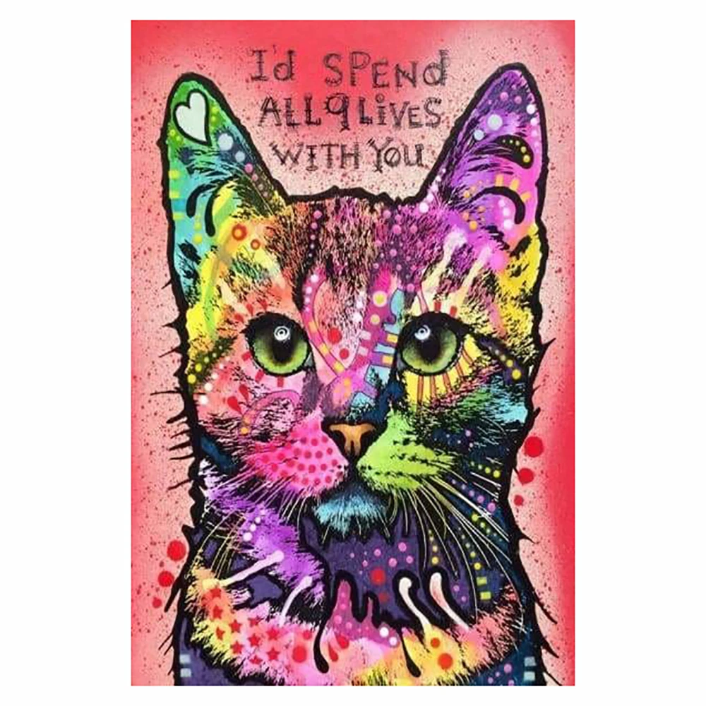 

DIY 5D diamond painting colorful cats cross stitch set full diamond embroidery mosaic animal pictures decorative gifts
