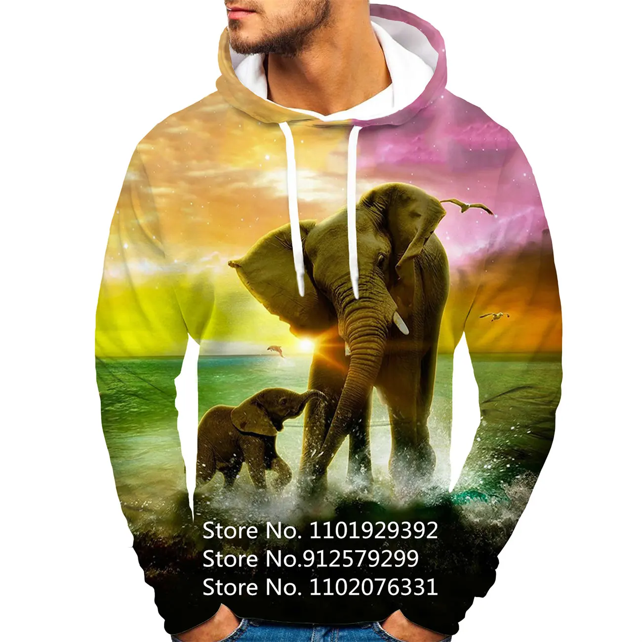 African Grassland Elephant Painting Hoodie Men/Women 3d Animal Printing Sweatshirts Funny Hoodie Harajuku Pullover