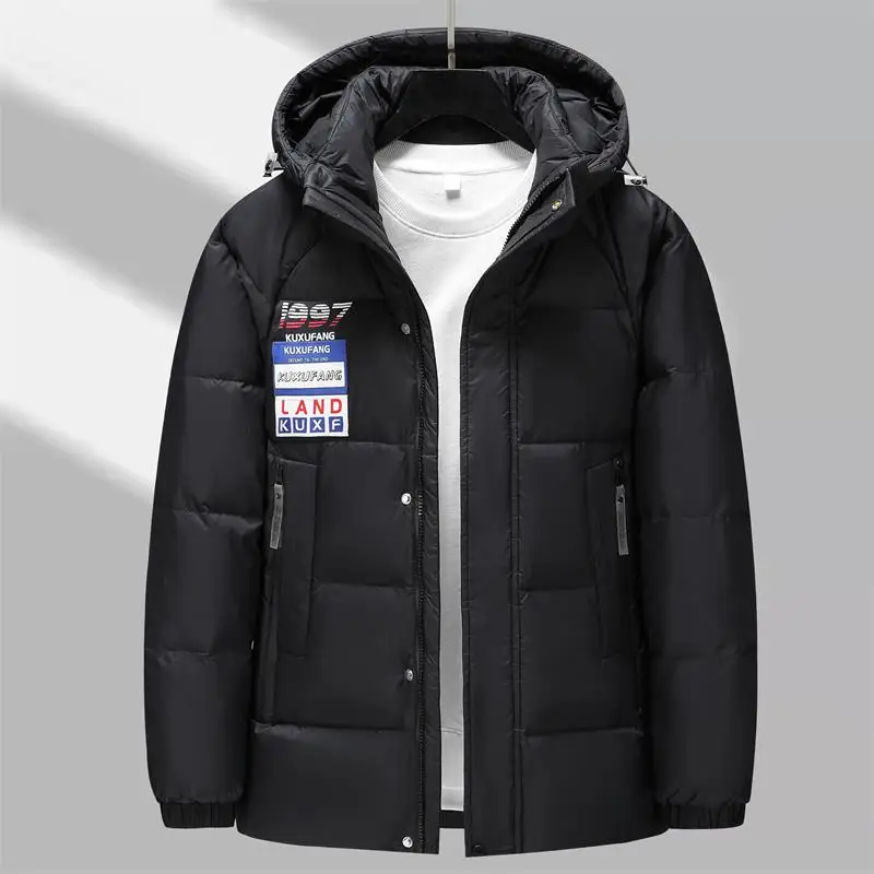 New Men's Casual Winter Warm White Duck Down Jacket Ouwear Hooded Puffer Coats Youth Solid Thick Parkas Streetwear Tops Clothing
