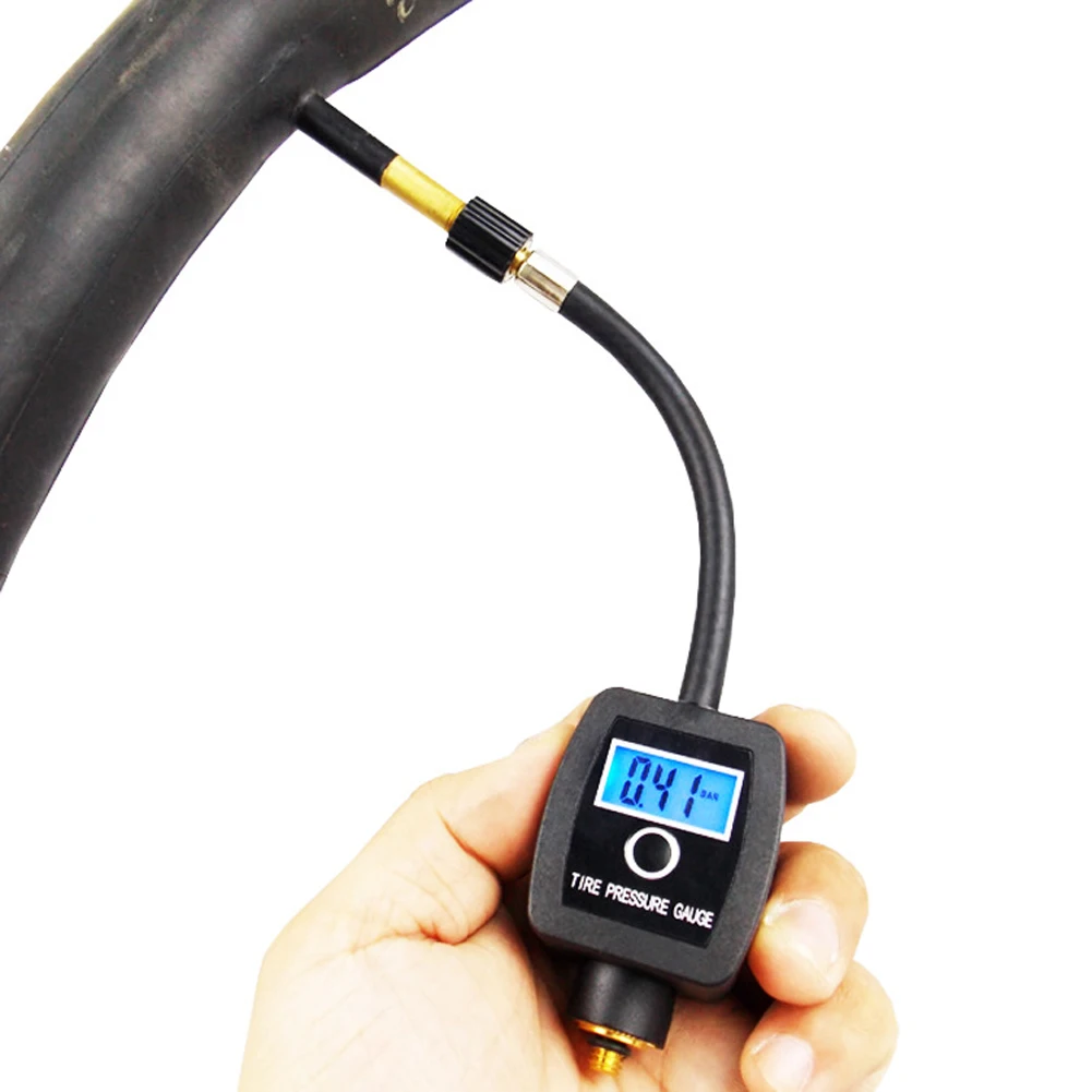 

Bike Bicycle Digital Tyre Pressure Gauge For Schrader-and-Presta Valves 4 Modes With 2032 Battery Digital Display