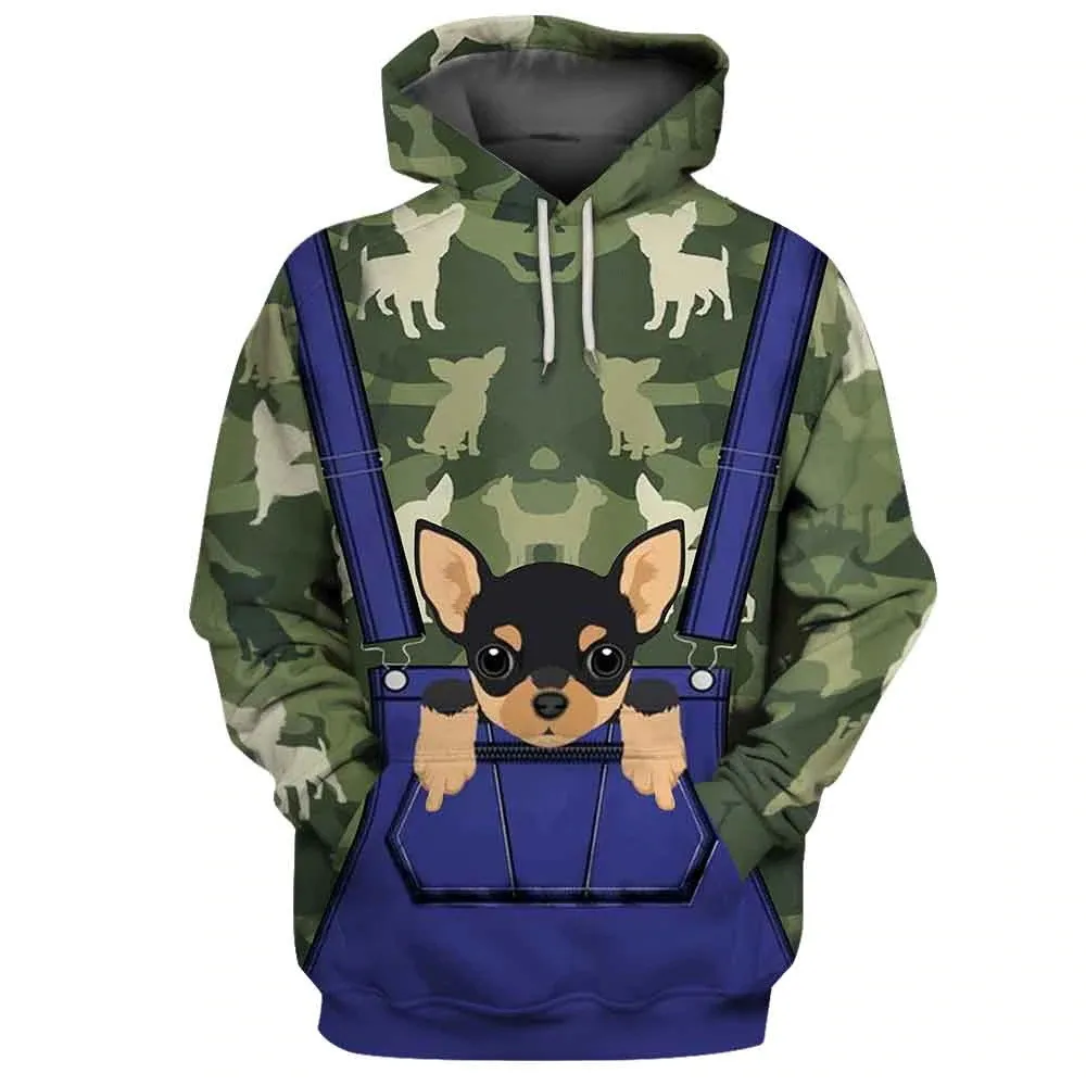 

CLOOCL Fashion Animals Hoodies 3D Graphic Animals Overalls Dog Chihuahua Hoodie Casual Sweatshirts Harajuku Pocket Streetwear