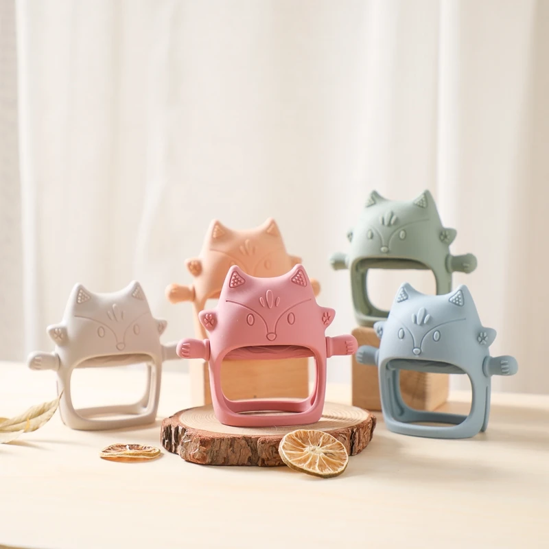 

1pc Baby Silicone Teethers Food Grade Silicone Rodent Toys Chick Fox Shapes Teething Toys Infant Glove Teether Baby Accessories