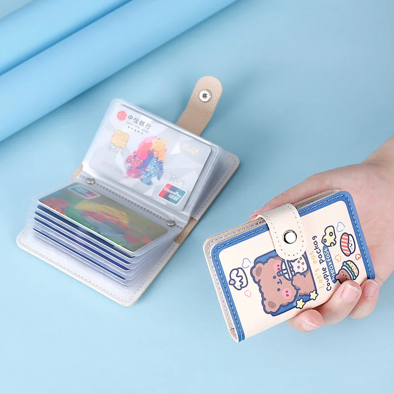 

Cartoon PU Function Card Case Women Business Card Holder Kawaii Credit Passport Card Bag ID Passport Card Wallet