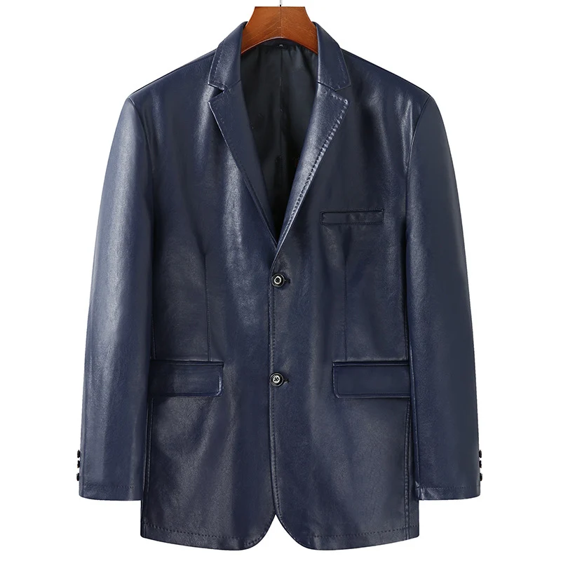 7XL 8XL плюс размер костюм из искусственной кожи мужская мода стирка пальто куртка