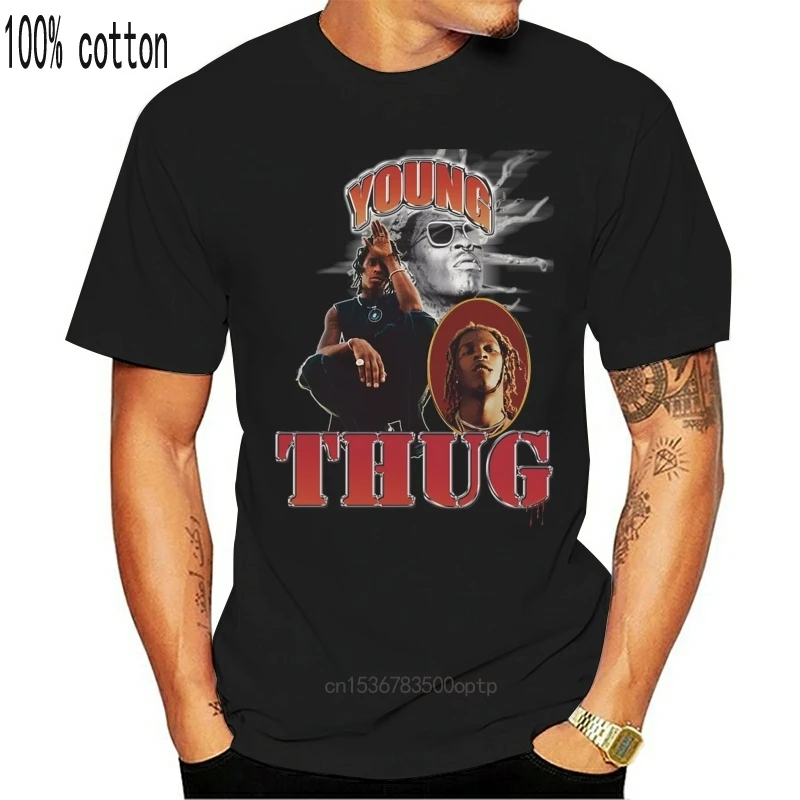 

Camiseta negra divertida para hombres, camisa de cuello redondo, de alta calidad, barata, de película, Young Thug
