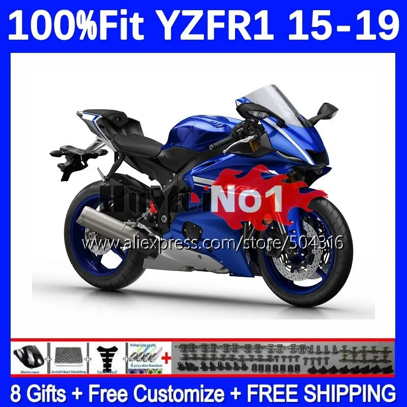 

Инъекция для YAMAHA YZF R1 R 1 1000 YZFR1 15 16 17 18 19 165MC.15 фонарь YZF1000 2015 2016 2017 2018 2019 металлический синий обтекатель