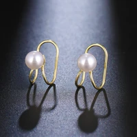 gold color metal pearl earrings clip earrings for women fashion ear cuff earrings clips girls accessories trendy jewelry gifts