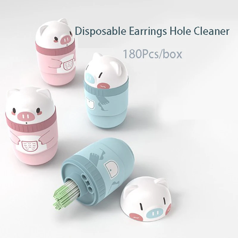 

180Pcs Mint flavor Pierced Disposable Earrings Hole Cleaner Solution Paper Floss