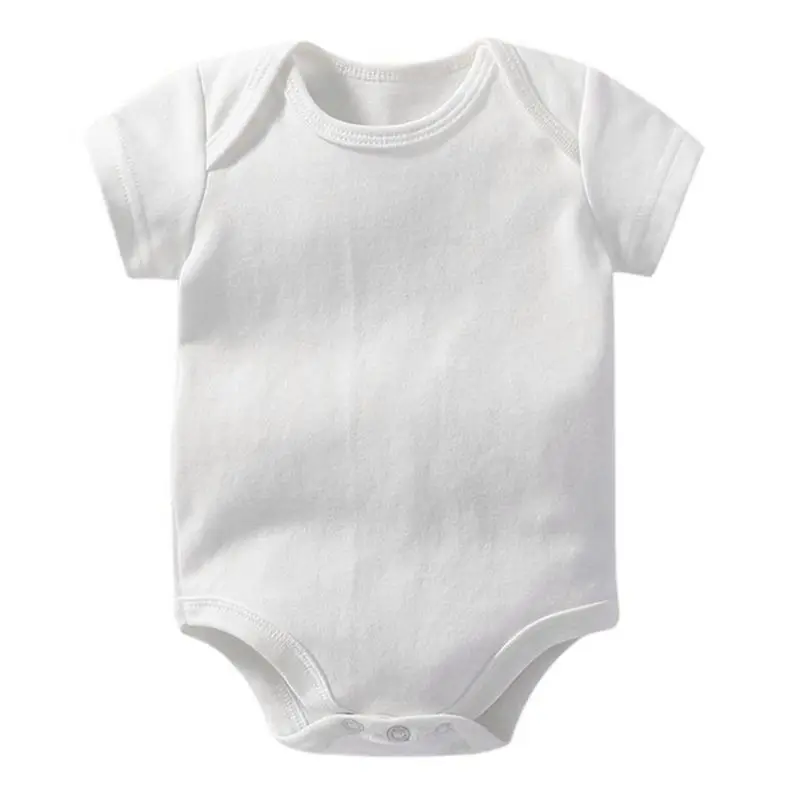 

Newborn Baby Solid Color Bodysuit Cotton Short Sleeve White Plain Romper 3-24M