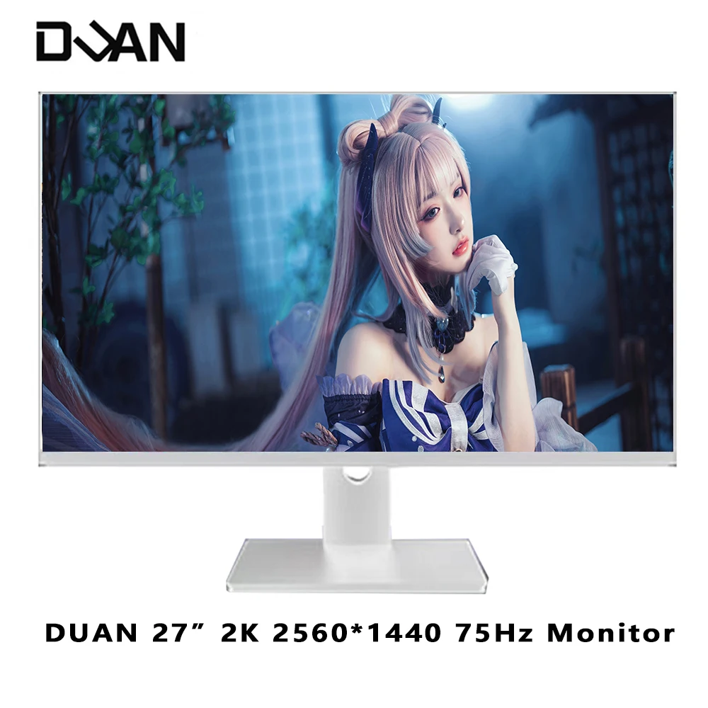 

DUAN белый 27-дюймовый 2K HD монитор 75 Гц, настольный ПК, ЖК-дисплей QHD, игровой офисный экран, компьютер, телефон 2560*1440, HDMI-Совместимость/DP