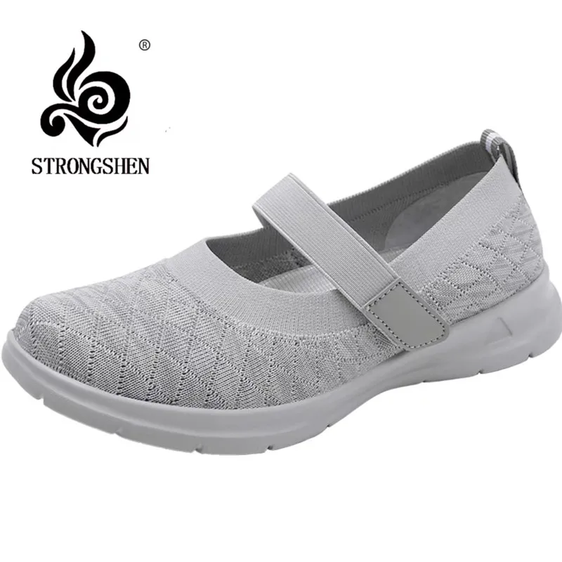 

STRONGSHEN Women Shoes Summer Women's Shoes Breathable Mother Shoes Soft Sole Middle-aged And Elderly Walking Shoes Grandma Shoe
