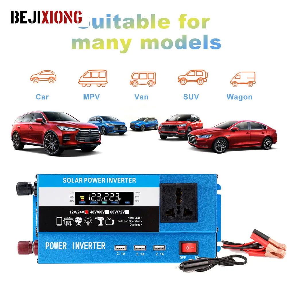 

600W 1200W 1600W 2200W Solar Power Inverters Modified Sine Wave USB Car Inverter DC 12V 24V AC 110V 220V Transformer Converter