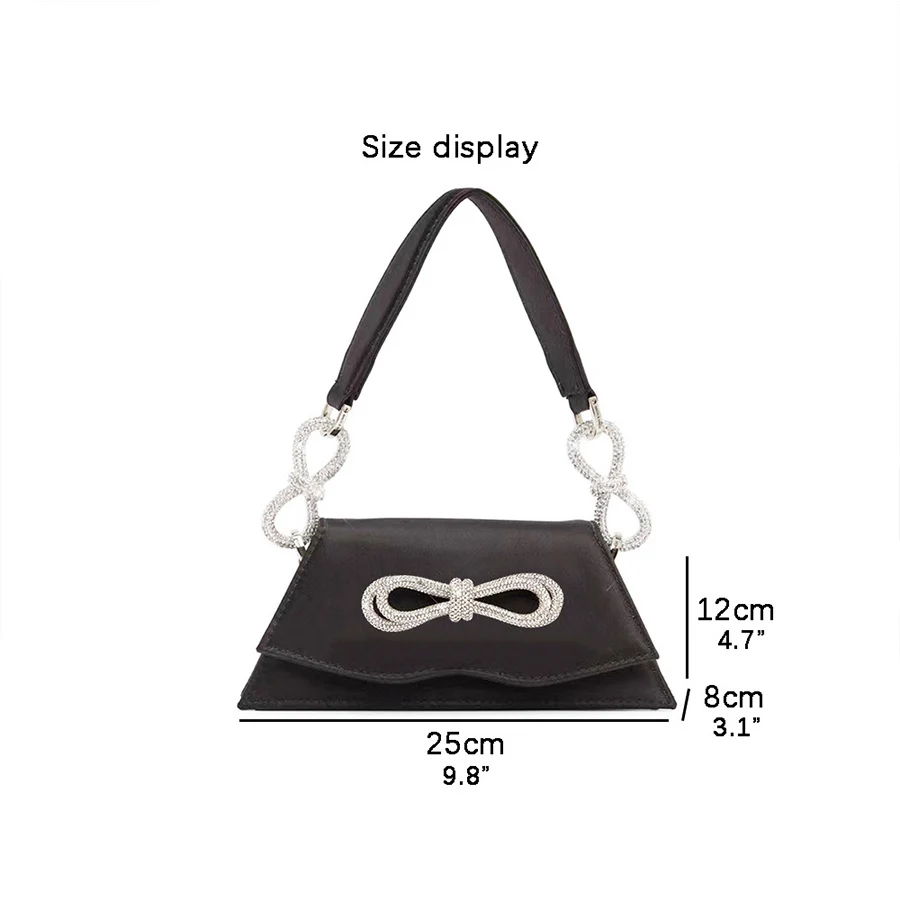 Luxury Shiny Women's Bag 2023 New Diamond Handbags Bowknot Satin Underarm Bag Soild Color Shoulder Bag Party Dinner Bags Bolsas