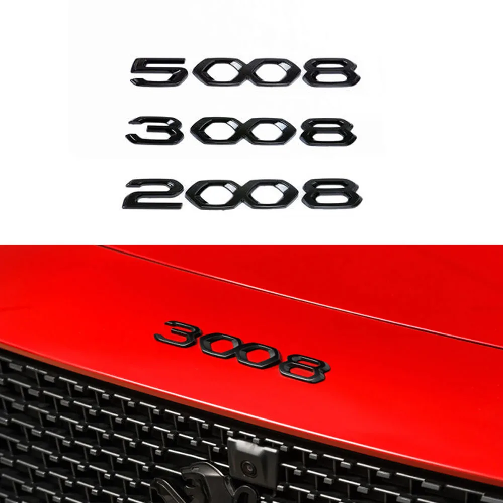 

Автомобильная задняя наклейка глянцевая черная 3008 5008 2008 эмблема значок-наклейка для Peugeot 3008 2008 5008 автомобильный Стайлинг Пежо наклейка на к...