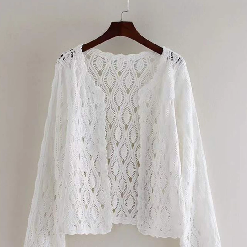 Женский винтажный вязаный кардиган свободный свитер с расклешенными рукавами