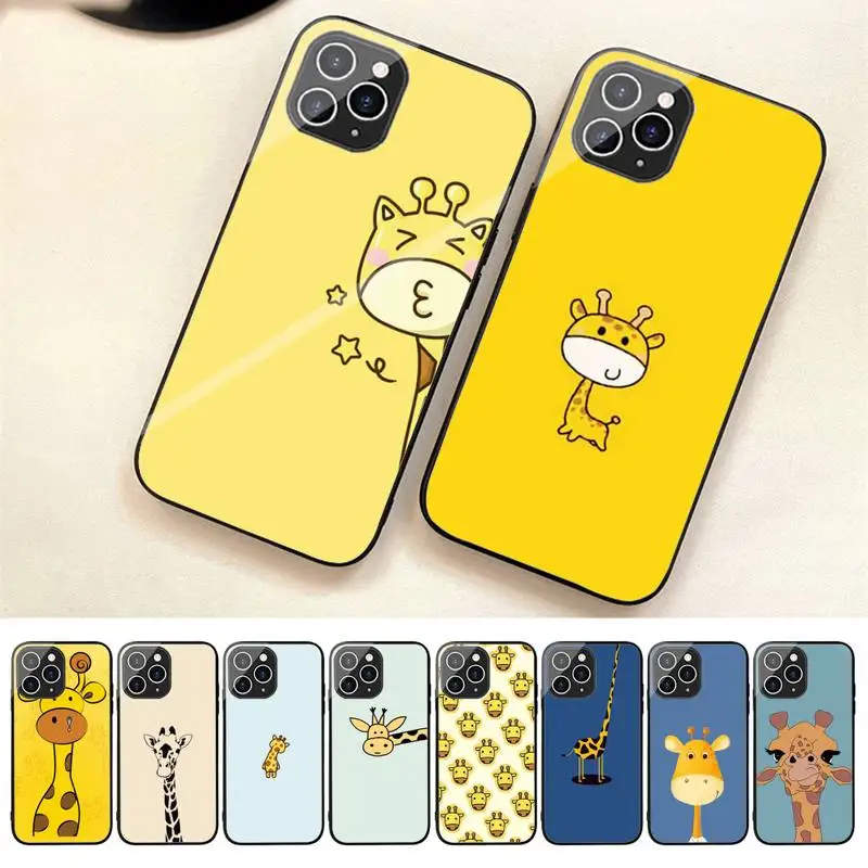 

Cute Cartoon Animal Giraffe Phone Case For Iphone 7 8 Plus X Xr Xs 11 12 13 Se2020 Mini 14 Pro Max Tempered Glass Fundas