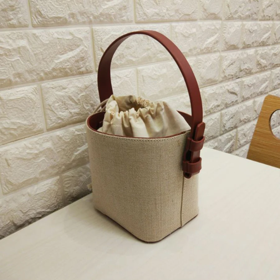 Женский кошелек и сумочка Корейская сумка-мешок на шнурке льняная маленькая