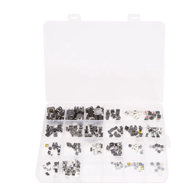 

NEW-250PCS Mini Switch Tact Switches 25Types Mini Leaf Switch SMD DIP 2X4 3X6 4X4 6X6 Diy Kit