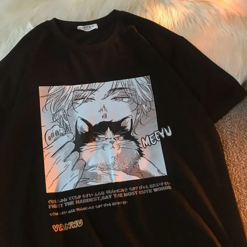 

Summer Japanese Anime Women Short-sleeved T-shirt Men's Loose Streetwear Y2k Tops Ins High Street Grunge Gothic harajuku Shirts